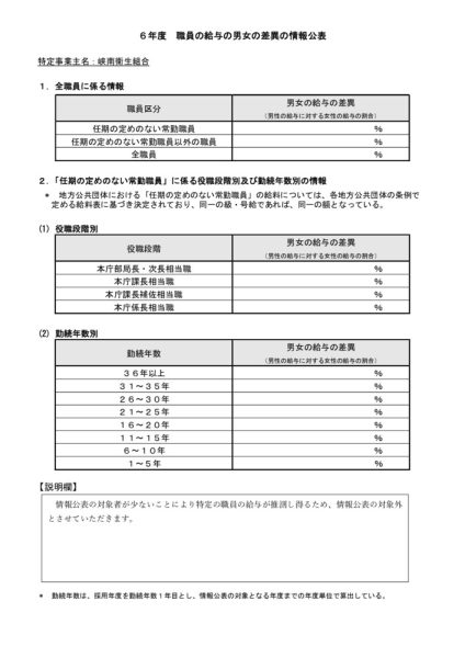6年度　職員の給与の男女の差異のサムネイル